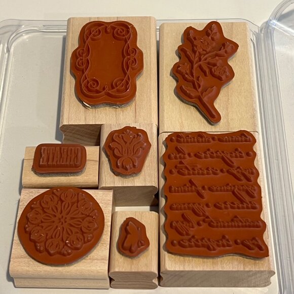 Stampin Up! Charming Rubber Stamp Set Of 7 Wood-Mounted Crafting & Scrapbooking - Picture 3 of 3
